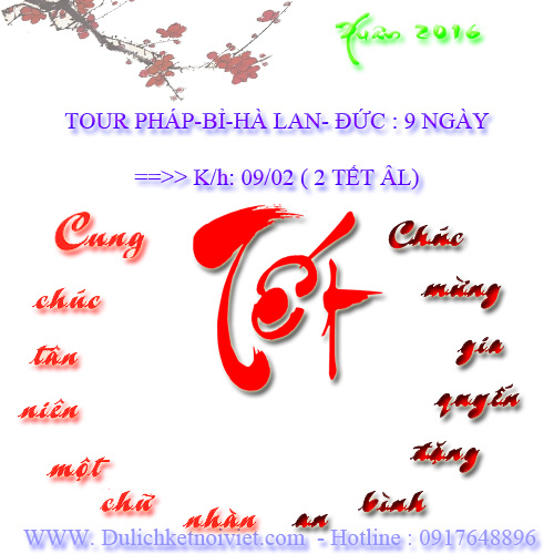 Tour ghep châu âu Pháp Bỉ Hà Lan Đức tết âm lịch